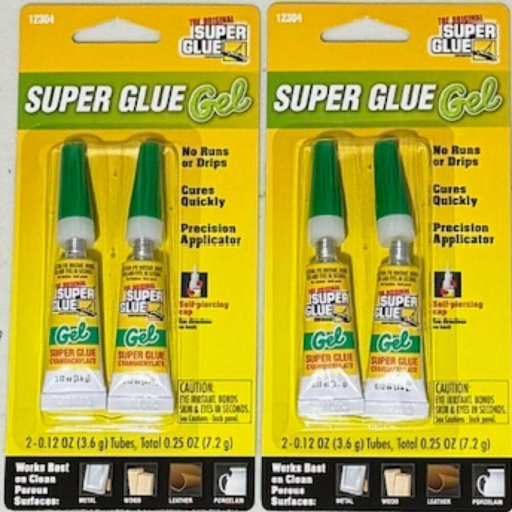 Set of 2 Super Glue Gel No Runs or Drips .25oz per set Great for Work at Home
